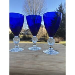 Morgantown GOLF BALL COBALT RITZ BLUE 6 3/4" - 9 OZ GOBLETS~Set Of 3